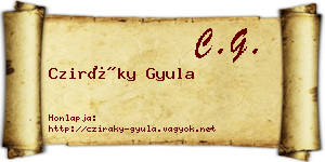 Cziráky Gyula névjegykártya